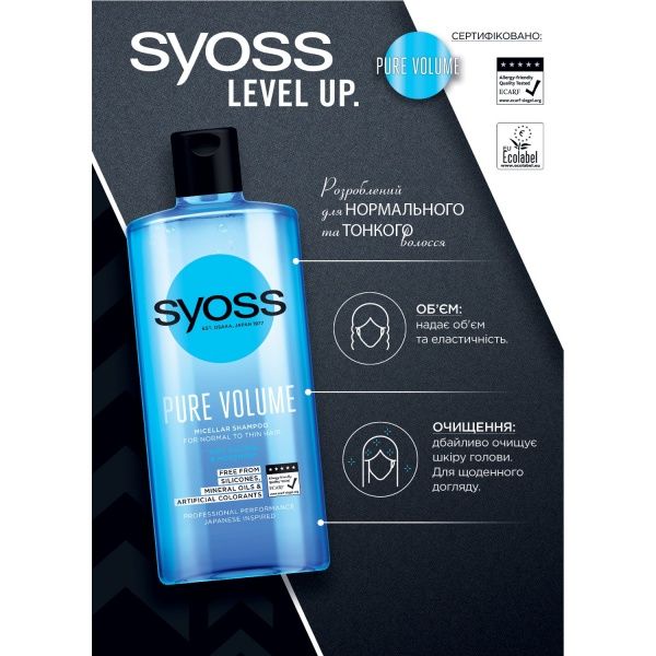 Шампунь Syoss Pure volume 440 мл