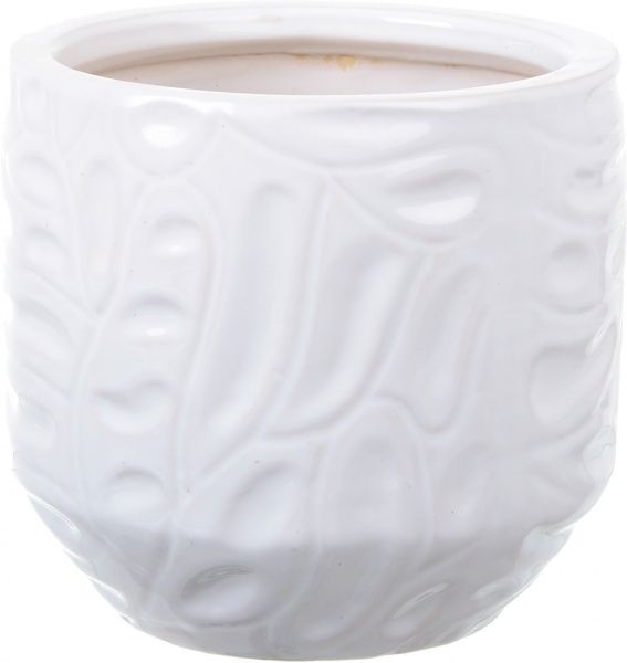 Горщик Viet Thanh Ceramic з блюдцем абстракція 18х16 см VT.10843-3 круглий білий 