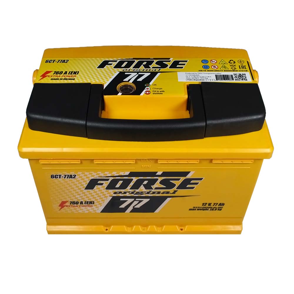 Аккумулятор автомобильный Forse 77Ah 760A 12V 6СТ «+» справа