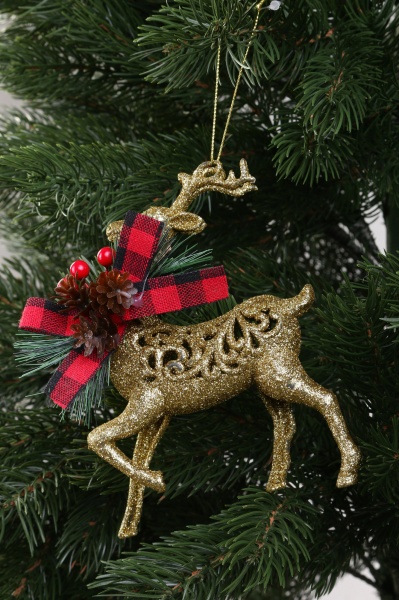 Ялинкова іграшка Олень золотий 15x11x3 см E09029 