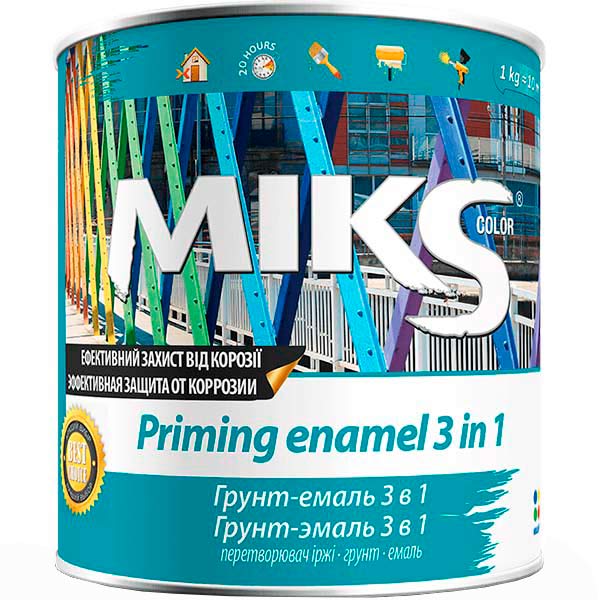 Ґрунт-емаль MIKS Color 3 в 1 білий глянець 0,8кг