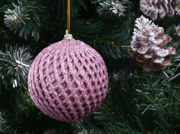 Шар новогодний 8 мм розовый CAA126440