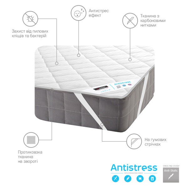 Наматрацник Sonex Antistress Карбон Антибактеріальний 140x200 см 