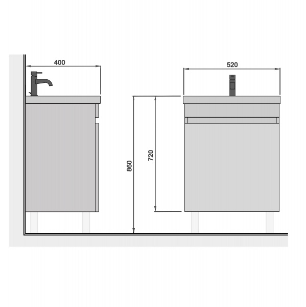Тумба підвісна Мойдодир URBAN-50-U Біла з умивальником Sempre