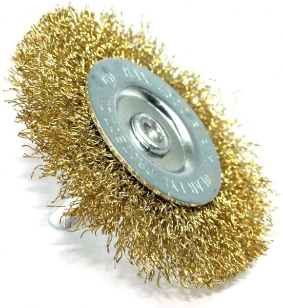 Щітка дискова 75мм, витий (рифлений) дріт хвост.6мм d0,3 об/хв 4500 стальний дріт S&R 136631075