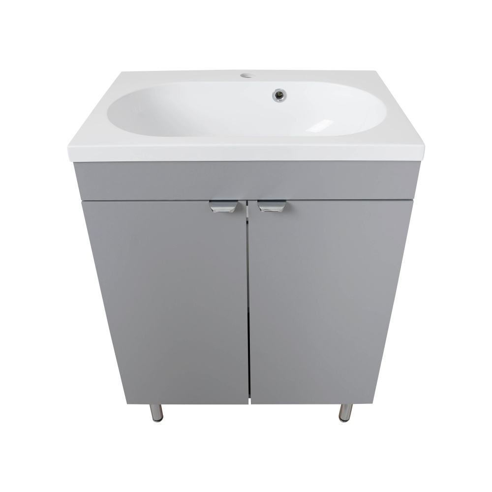 Тумба RIO (серая) с умывальником Status 60 см