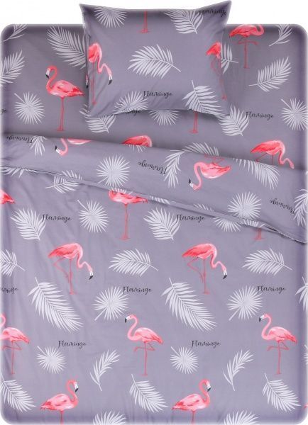 Комплект постельного белья Flamingo 1,5 серый с розовым UP! (Underprice) 