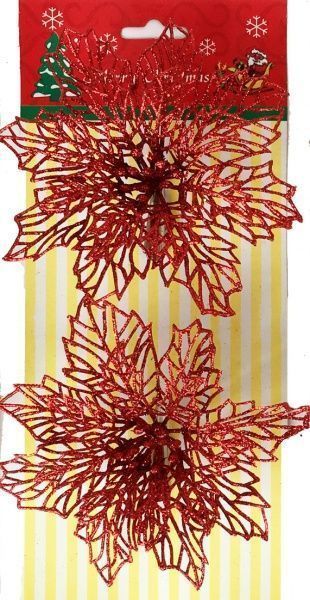 Набор новогоднего декора Пуансеттия 2 шт. 14 см красные