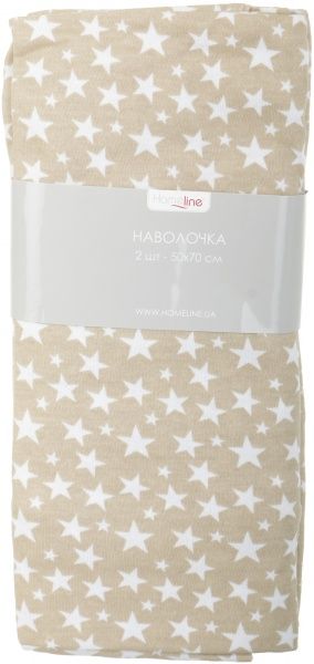 Набор наволочек Звезды 70x50 см бежевый с принтом Homeline 