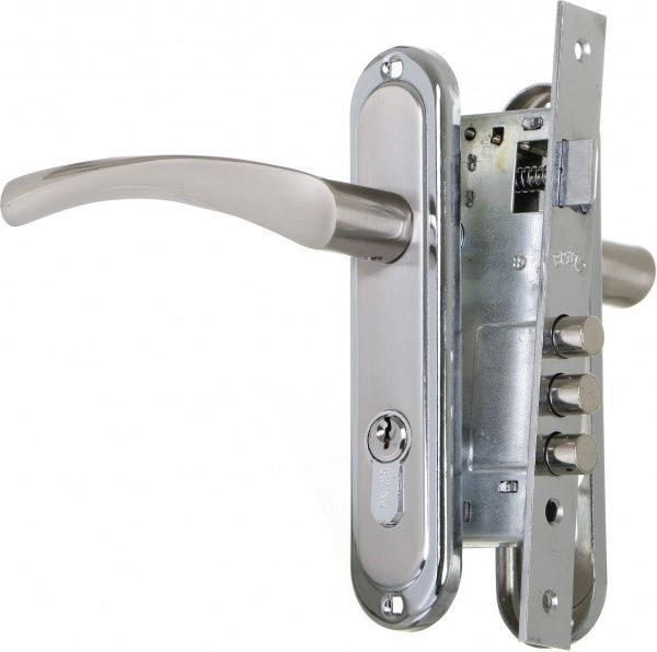 Замок врезной с ручками Bruno PZ 62 мм матовый никель