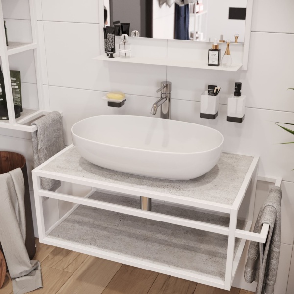 Тумба под умывальник Altstahl Tero 1 с одним поручнем (766x330x466) белая