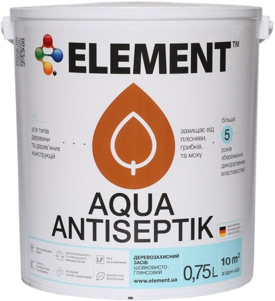 Лазур-антисептик Element Aqua каштан шовковистий глянець 0,75 л