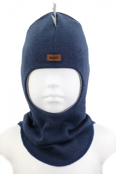 Шапочка детская для мальчика Beezy Дино р.50-52 синий меланж 1715 
