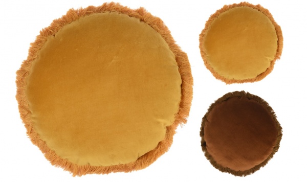 Подушка KM круглая с кистями 100% полиэстер 40x40 см золотой 