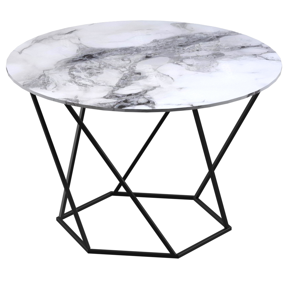 Стіл журнальний Aqua Rodos Лінт LOREAL BLUE 450мм чорний/мармур світлий