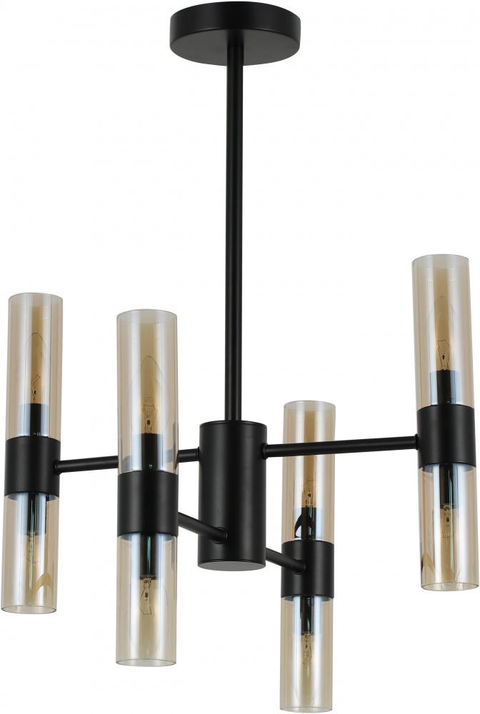 Люстра подвесная Sensio Borealis 8x40 Вт E14 черный/амбер ALG-74783/4+4