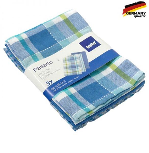Набір рушників кухонних Pasado 65х45 блакитний 3 шт. 45x65 см Kela блакитний 