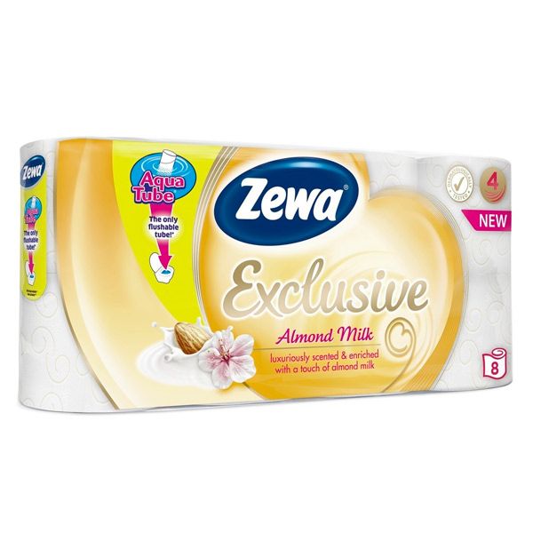 Туалетний папір Zewa Exclusive Almond Milk чотиришаровий 8 шт.