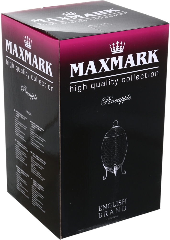 Емкость для напитков Maxmark Рineapple 10 л с крышкой и краном на металлической подставке