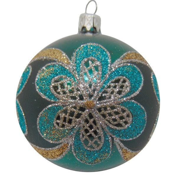 Шар новогодний d80 морская волна с рисунком 