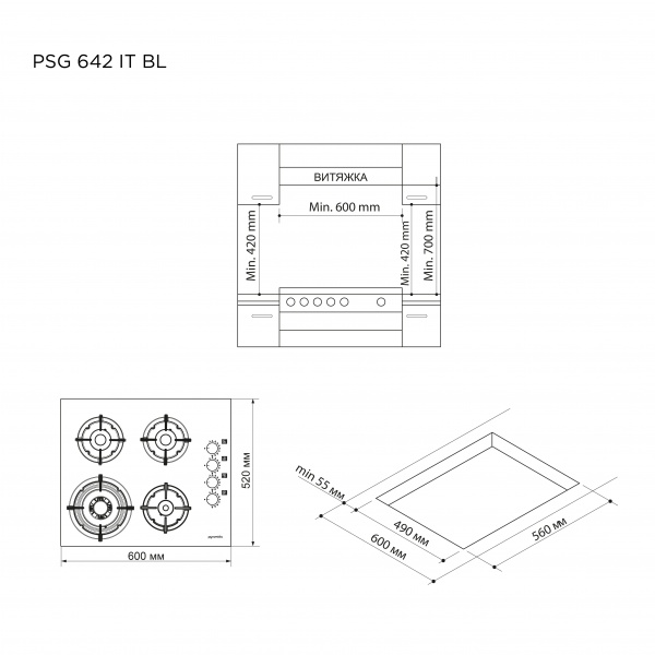 Варочная поверхность Pyramida PSG 642 IT BL