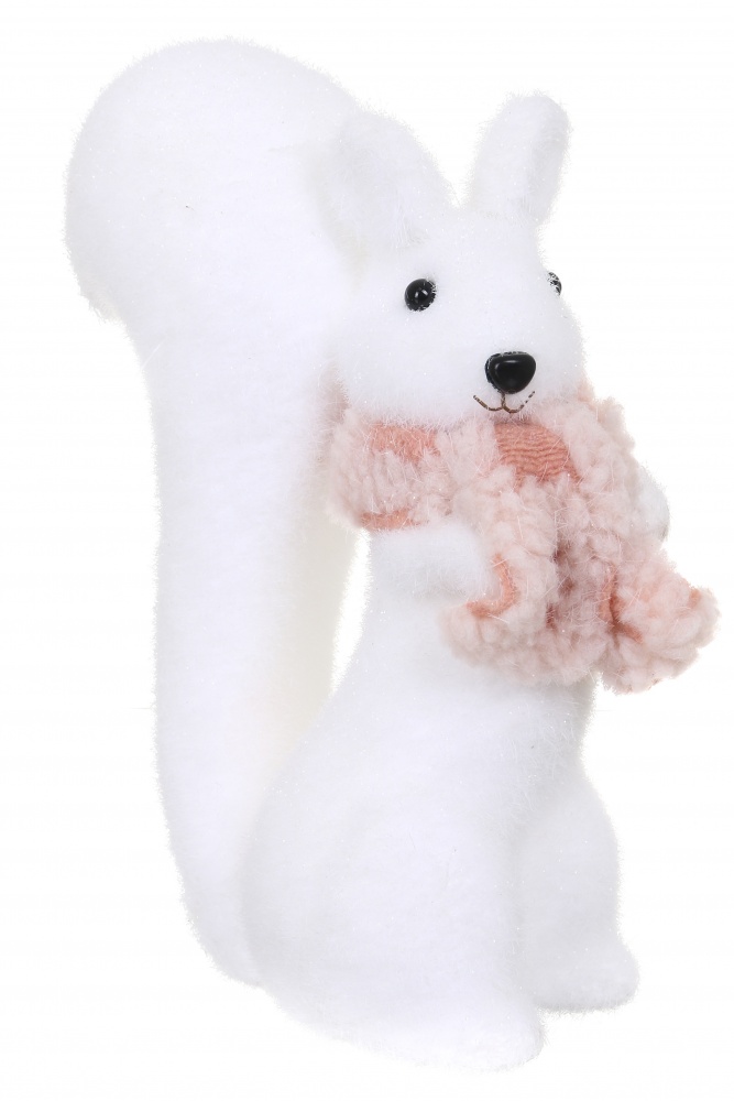 Декорация новогодняя белочка белая LX2023-0949 24 см