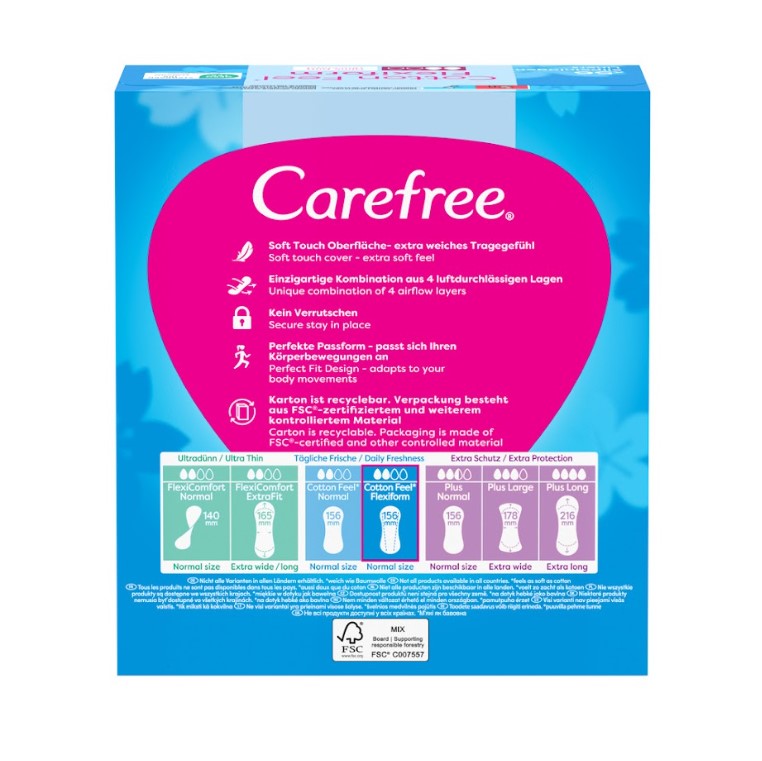 Прокладки щоденні Carefree Флексі Форм без аромату 56 шт.
