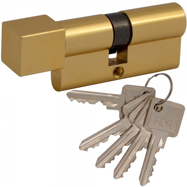 Циліндр RDA 30x38 ключ-вороток 68 мм полірована латунь