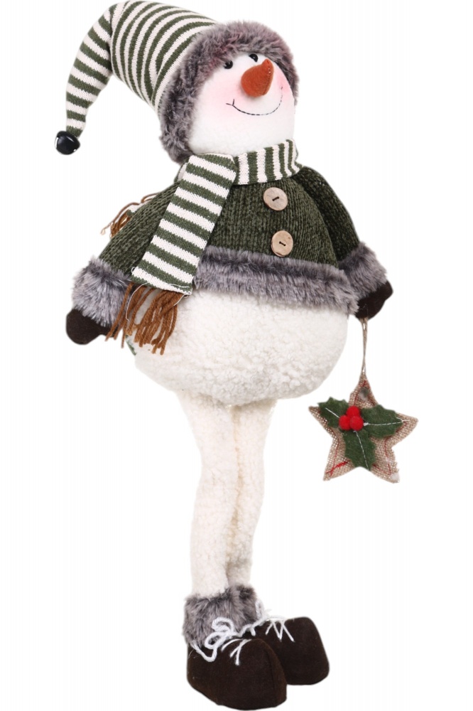 Декорація новорічна сніговик-хлопчик зелено-бежевий 22х69 см LF2221045