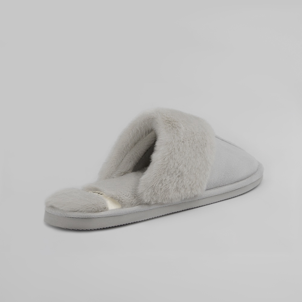 Тапки домашние Twins HS-LUX замшевые с меховым выворотом р.40 светло-серый