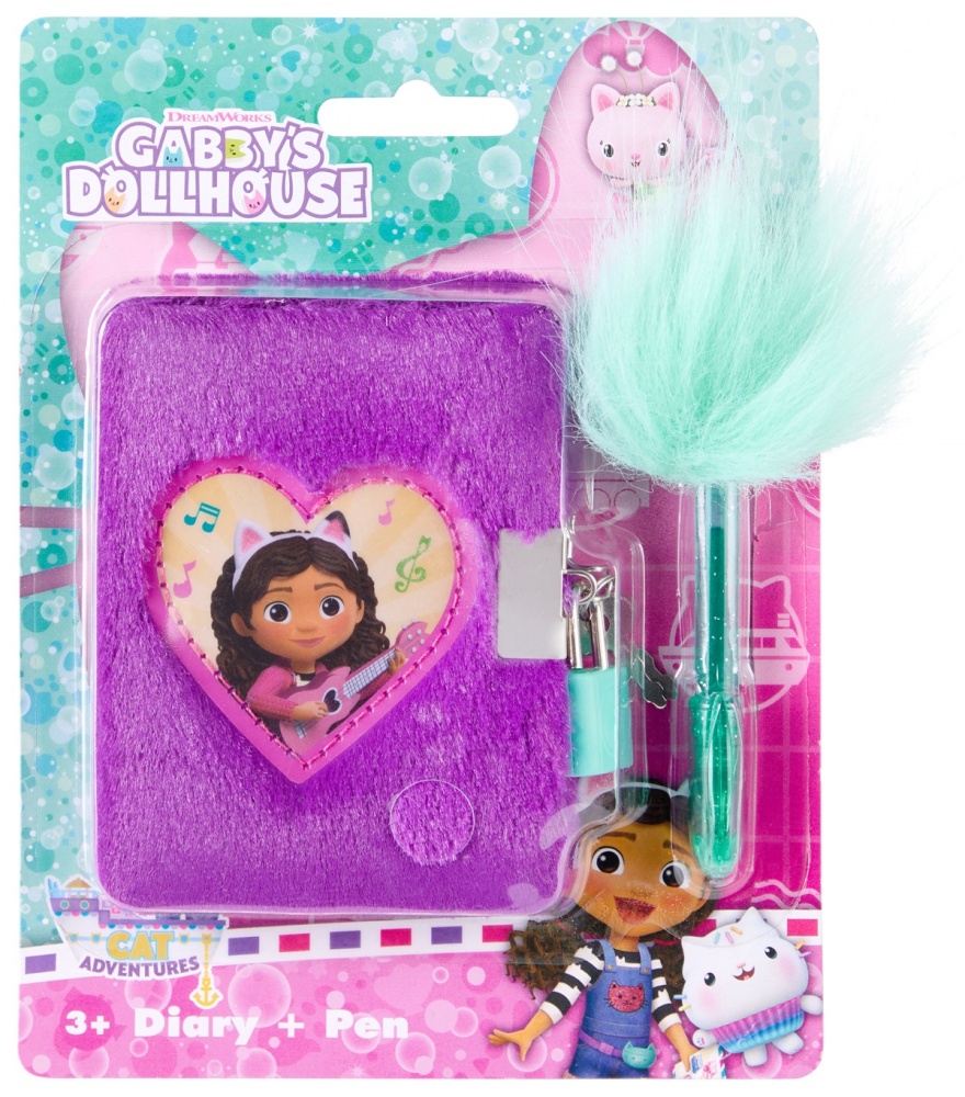 Блокнот Gabby's Dollhouse пушистый на замке с ручкой GD99988