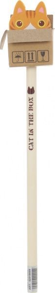 Олівець чорнографітний з гумкою Кіт в коробці в асортименті