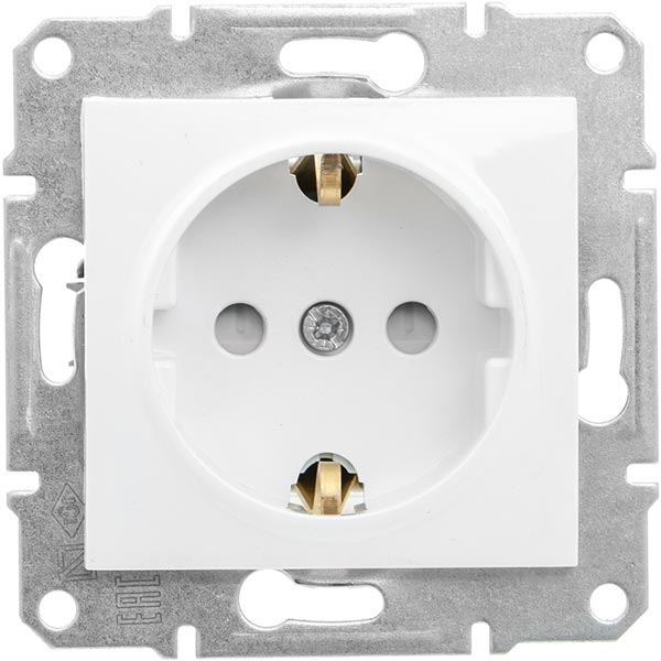 Розетка с заземлением Schneider Electric Sedna 16 А 250 В со шторками белый SDN3000121
