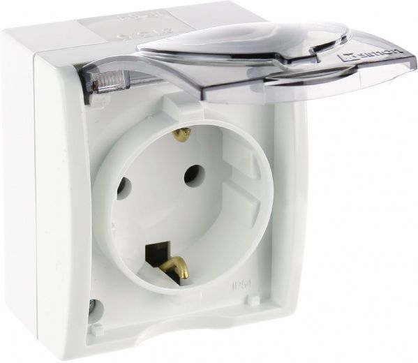 Розетка із заземленням Simon Aquarius без шторок білий AQGSz1/11A
