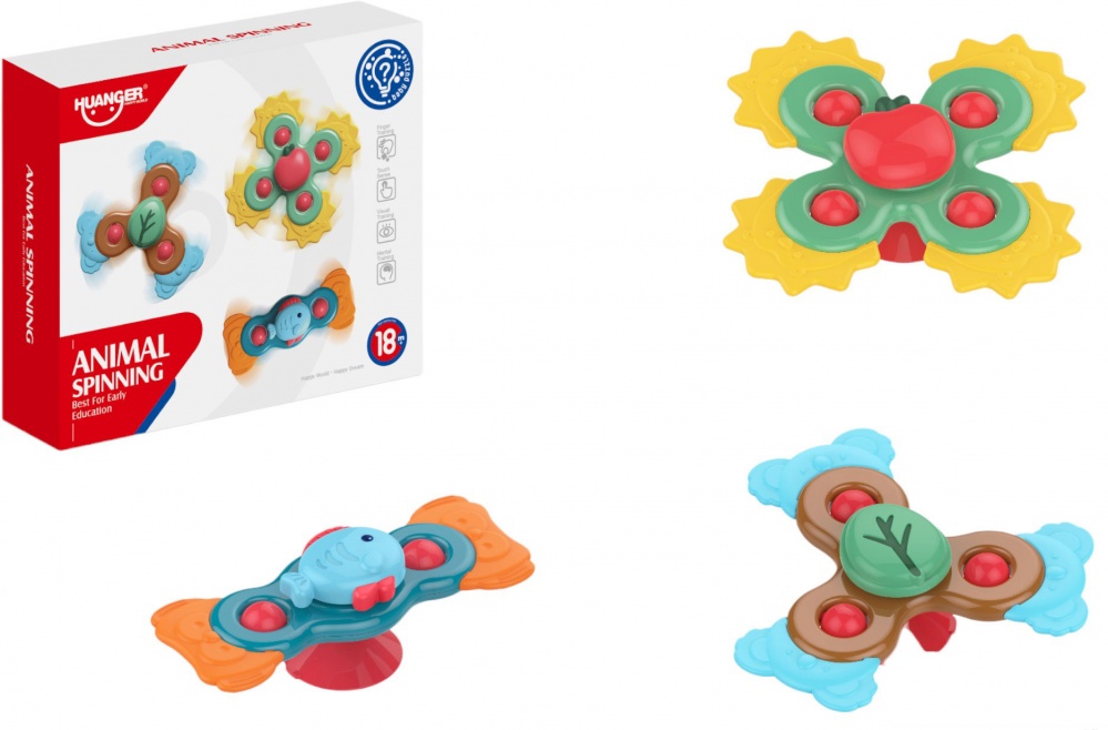 Набор игрушек Huanger Спинер с присоской 14 см 3 шт HE0107