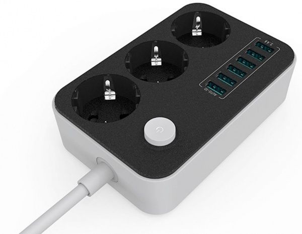 Сетевой фильтр СolorWay с заземлением 3 гн. черный 1,8 м CW-CHE36B 