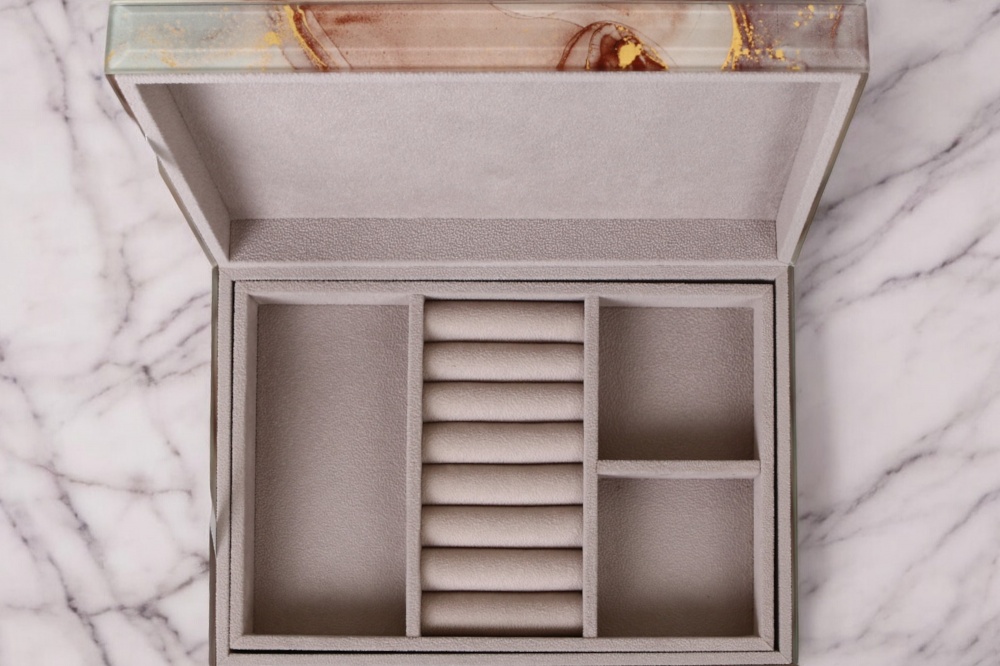 Шкатулка для украшений Rosalie 26x18x9,5 см розовый мрамор