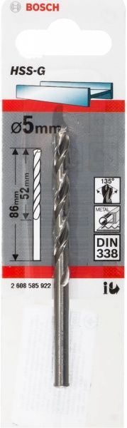 Сверло по металлу Bosch HSS-G STANDARD 52x86 мм 5 мм 2608585922