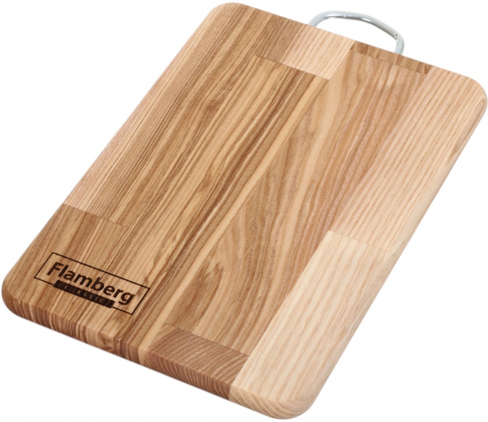 Доска кухонная Flamberg прямоугольная с металлической ручкой 28х19х1,6 см ясень