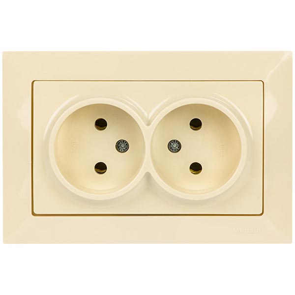 Розетка Mutlusan Candela подвійна без заземлення кремова