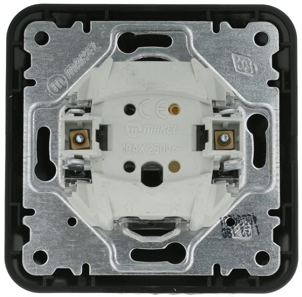 Вимикач одноклавішний Makel Lillium Natural без підсвітки 10 А 250В чорний