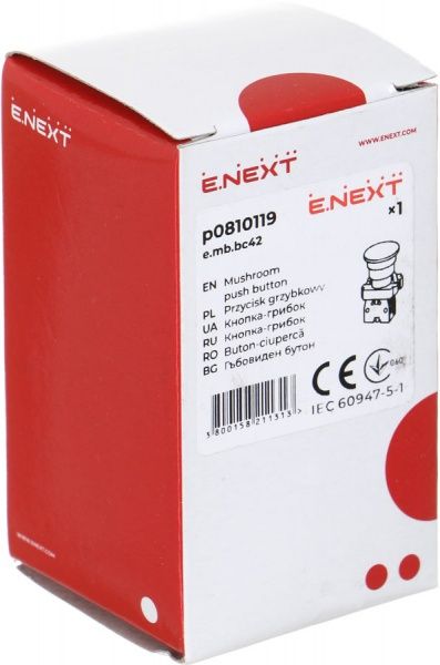 Кнопка «грибок» E.NEXT e.mb.bc42 красный p0810119