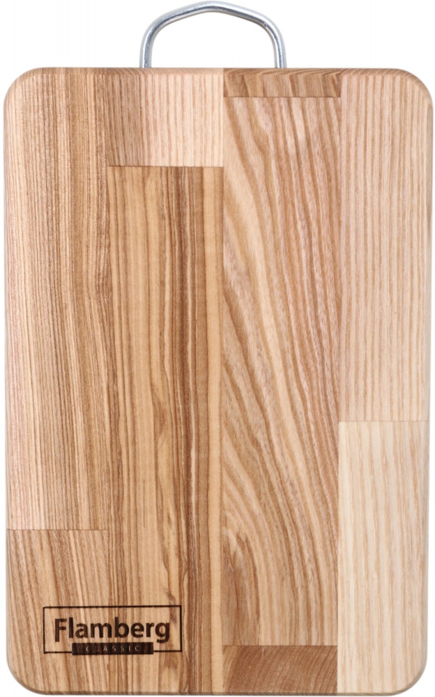 Доска кухонная Flamberg прямоугольная с металлической ручкой 28х19х1,6 см ясень