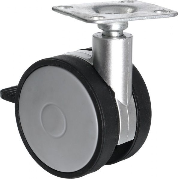 Ролик меблевий з площадкою та тормозом d60 мм Виведено