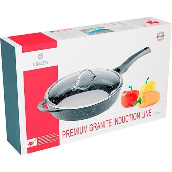 Сковорода з кришкою Premium Granite InduСtion Line 28 см 89455 Vinzer