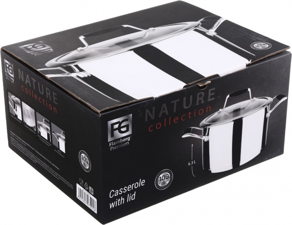 Кастрюля со стеклянной крышкой Nature 24 см 6,3 л Flamberg Premium