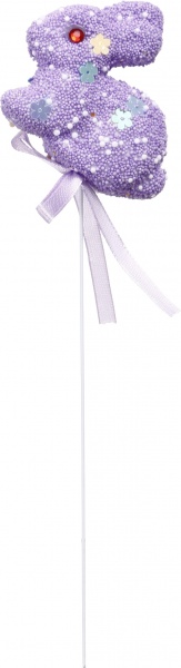 Декорація великодня Зайчики декоративні на паличці 22 см набір з 6 шт