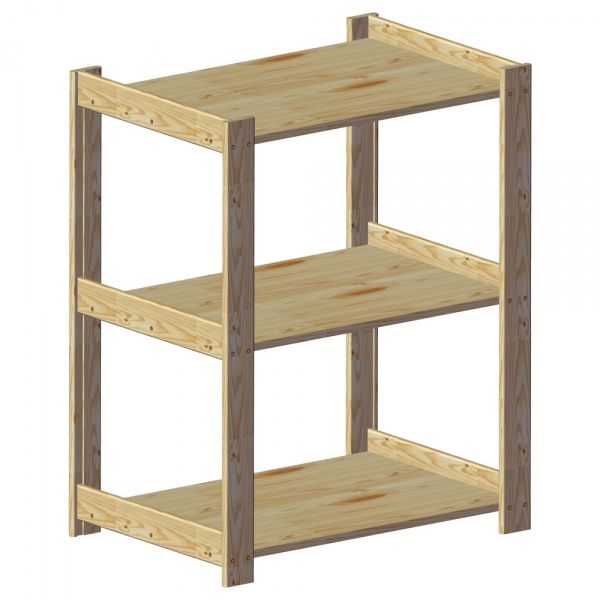 Стеллаж деревянный WoodMood Shieldes 3 полки 792x640x420 мм сосна (STP 030465) 
