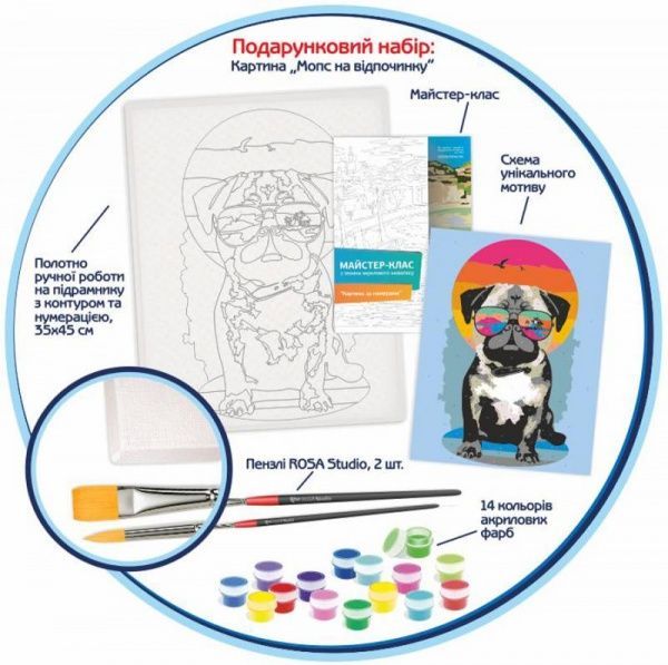 Картина по номерам Мопс на отдыхе Rosa Start 