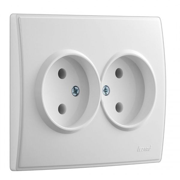 Розетка двойная без заземления Lezard Lesya белый 705-0202-128В